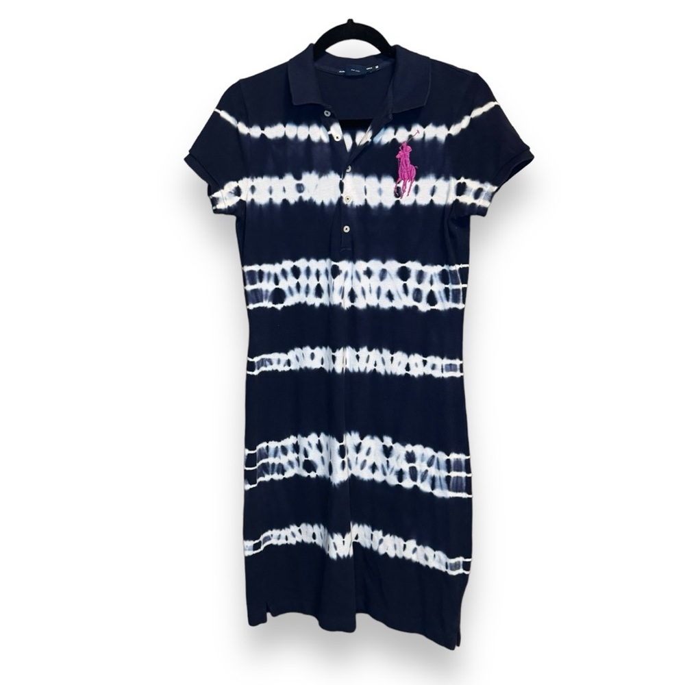 Ralph Lauren Sport Blue Tie Dye Polo Cotton Mini Dress Pink Sz Women’s Medium